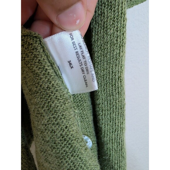 EILEEN FISHER Woman 2X Oversized Knit Cardigan Sweater Olive Green Linen Luxury - Picture 5 of 10